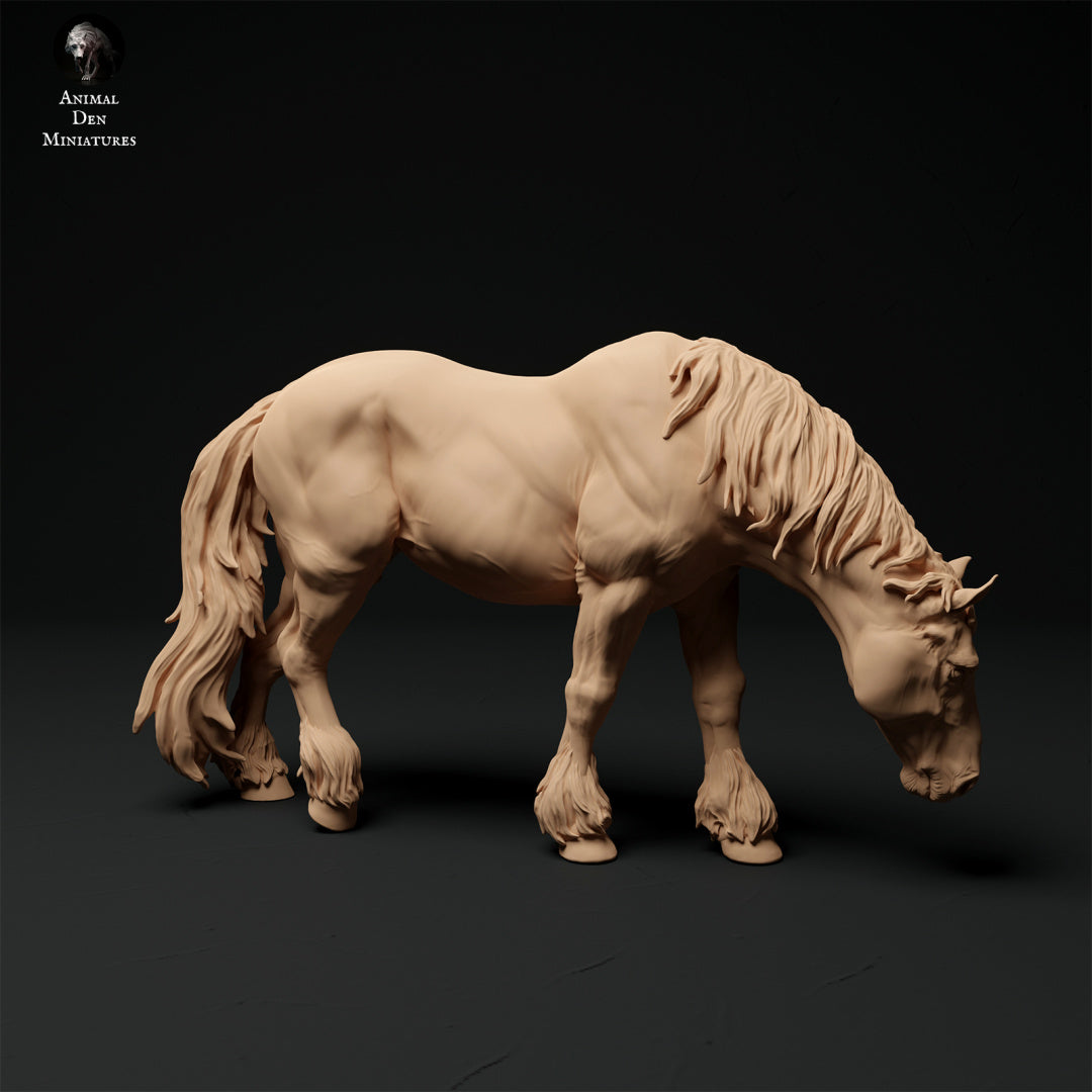 Suffolk Punch grazing mare - white resin - ready to prep / paint - many options