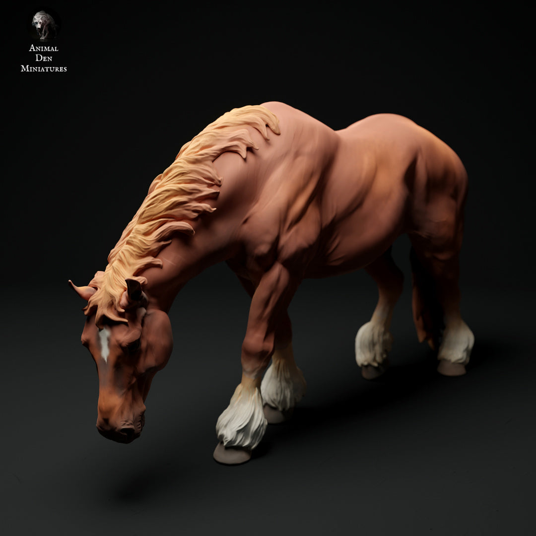 Suffolk Punch grazing mare - white resin - ready to prep / paint - many options