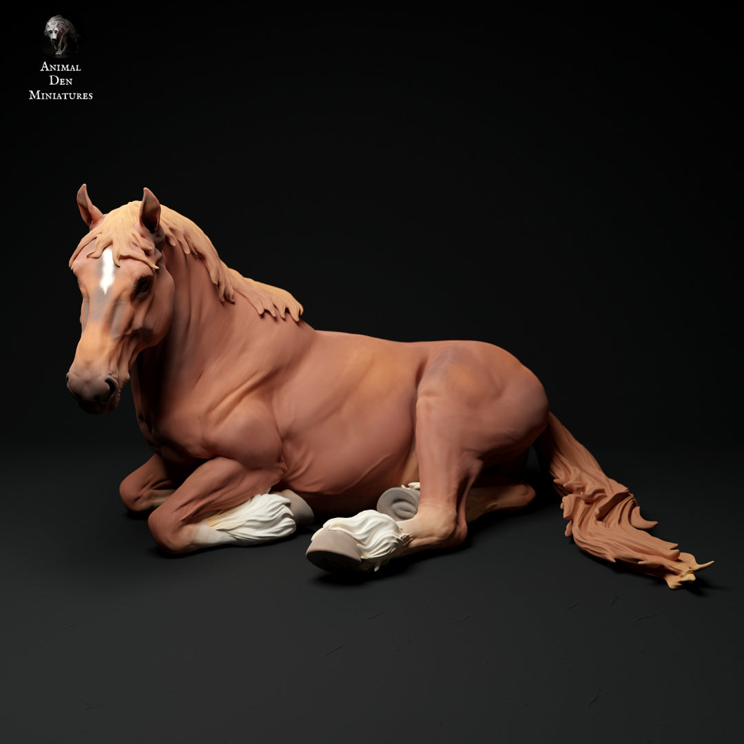 Suffolk Punch laying mare - white resin - ready to prep / paint - many options