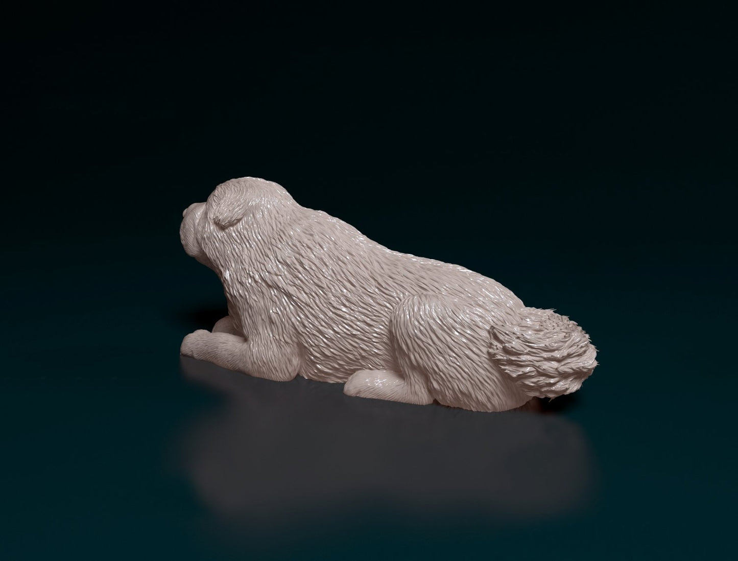 Shar pei longhaired dog artist resin - white resin ready to prep / paint ALL SCALES