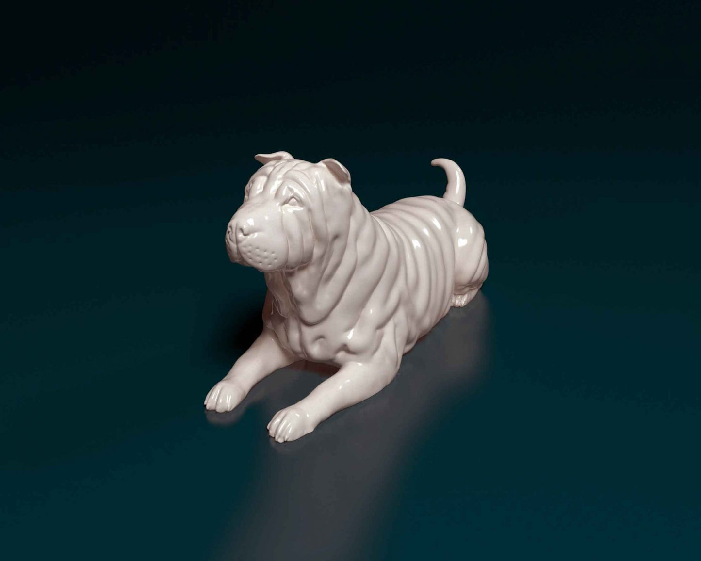 Shar pei dog artist resin - white resin ready to prep / paint ALL SCALES