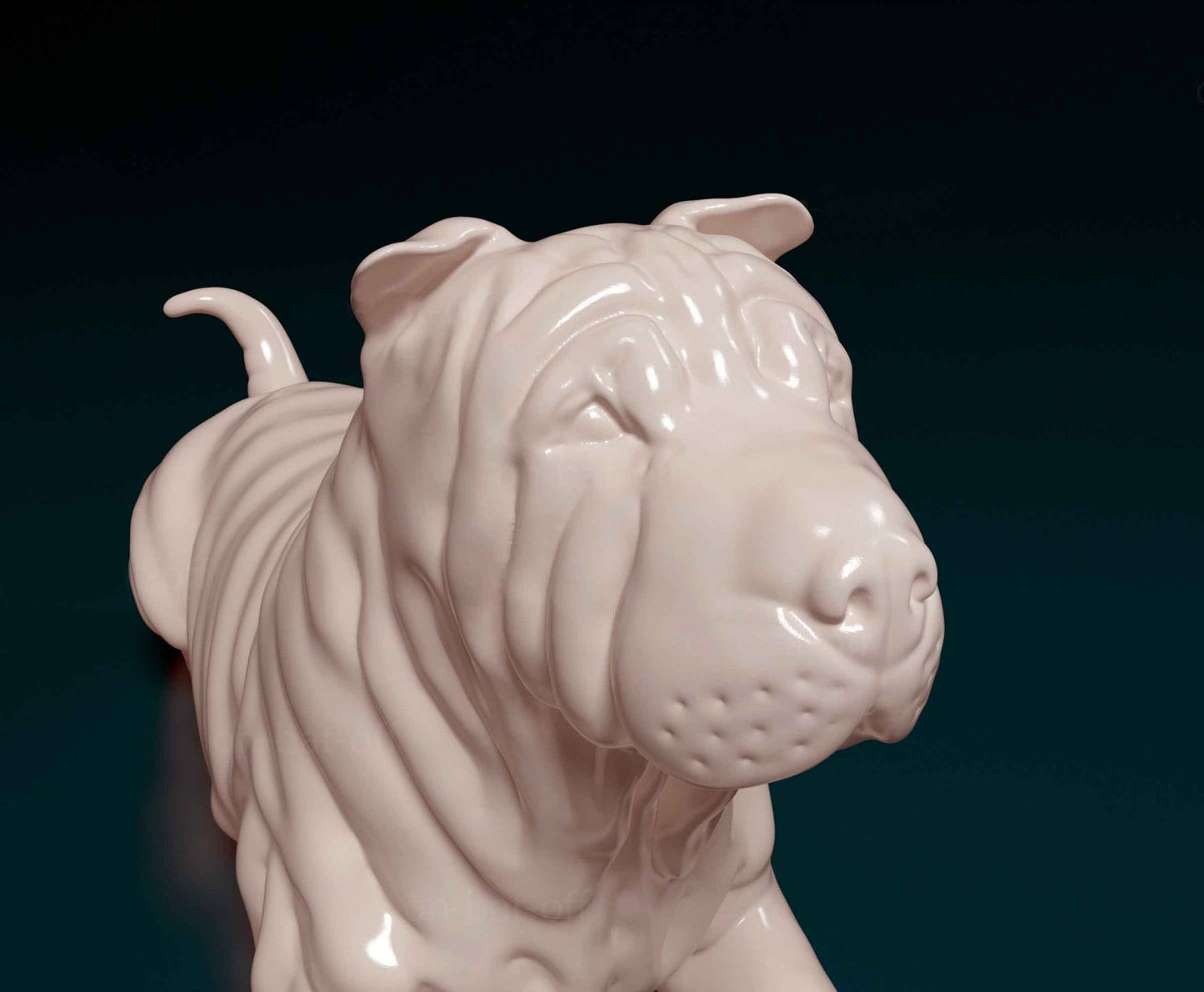 Shar pei dog artist resin - white resin ready to prep / paint ALL SCALES