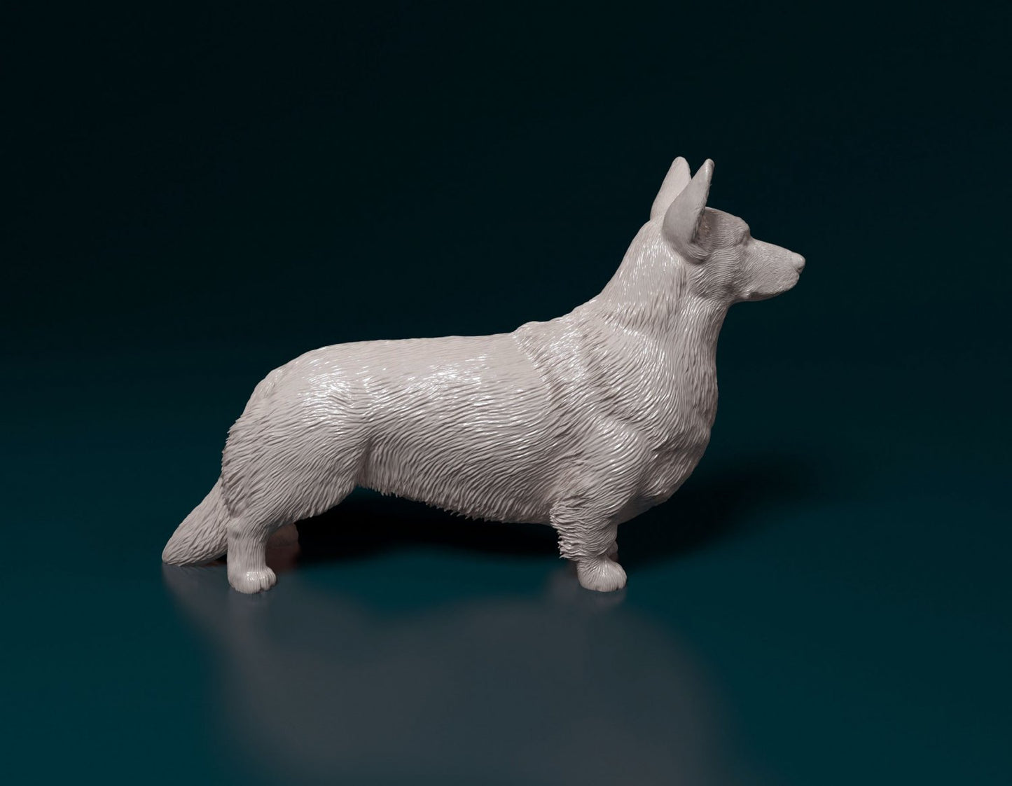 welsh corgi cardigan artist resin - white resin ready to prep / paint ALL SCALES