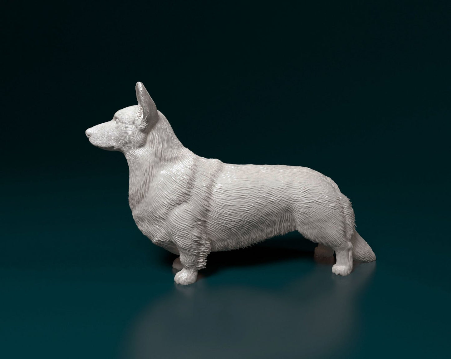 welsh corgi cardigan artist resin - white resin ready to prep / paint ALL SCALES