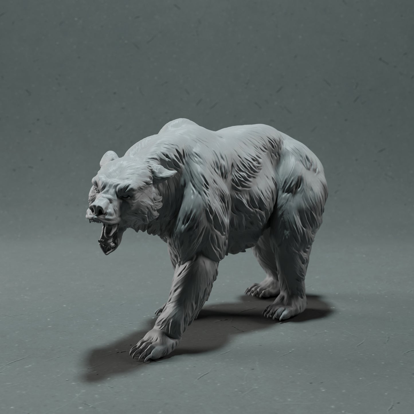 Grizzly bear roaring - White ready to paint