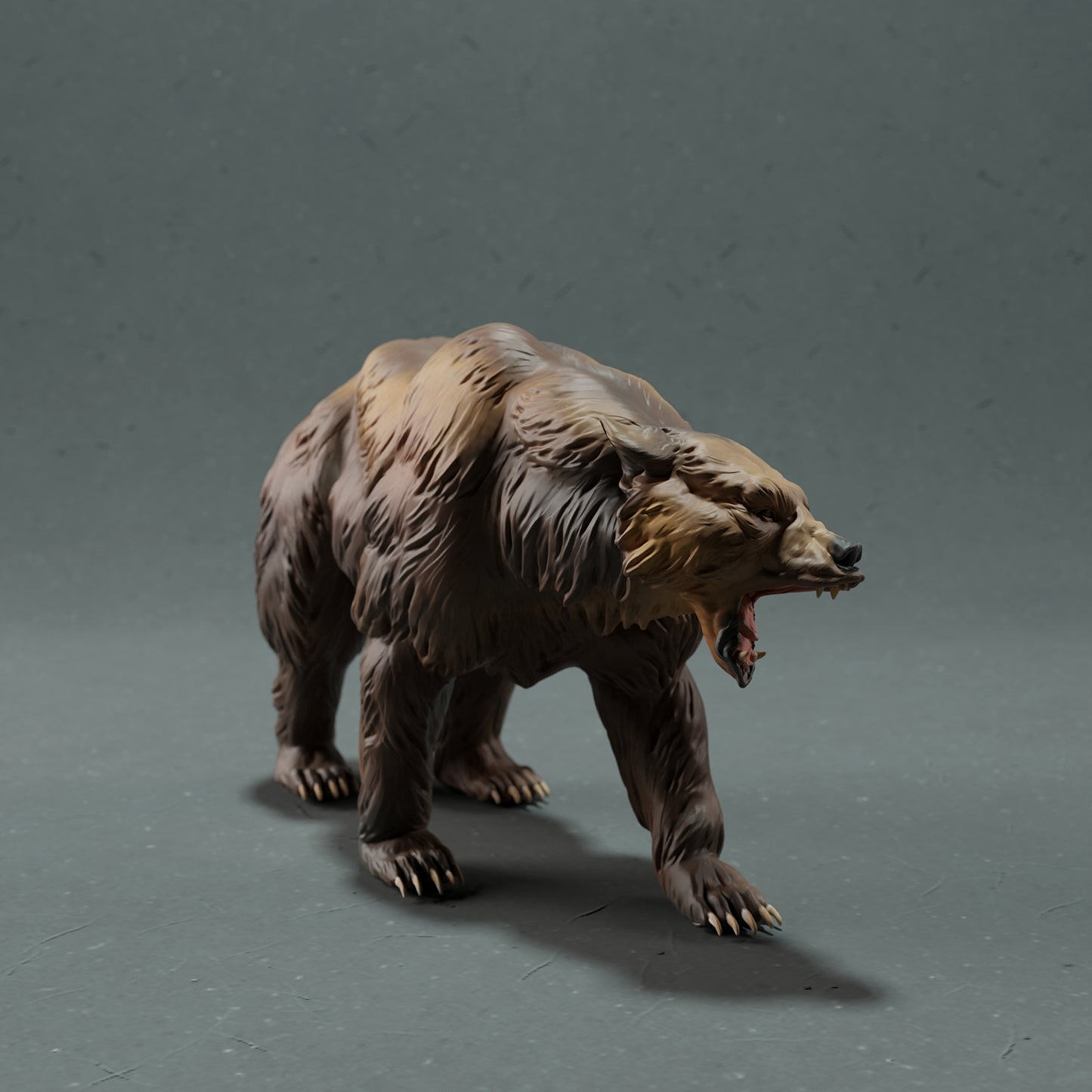 Grizzly bear roaring - White ready to paint