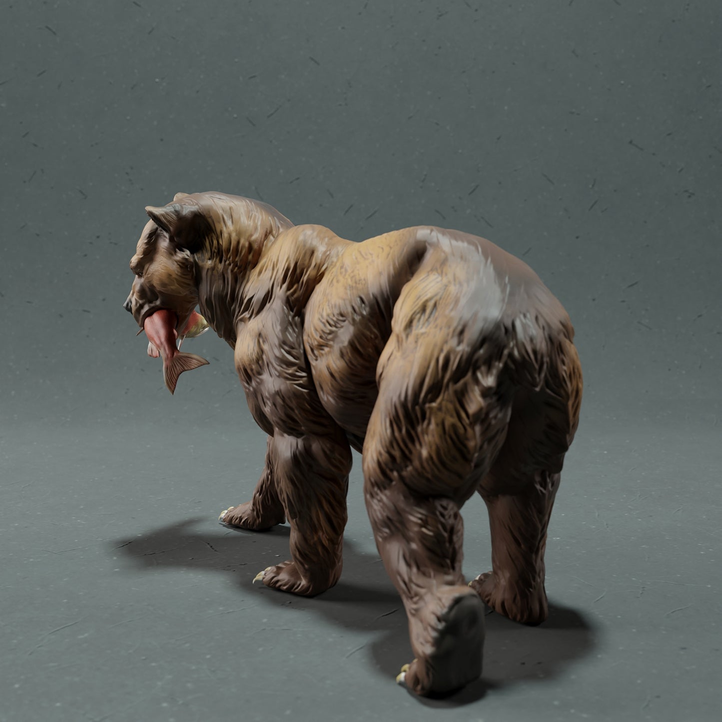 Grizzly bear with Salmon - White ready to paint