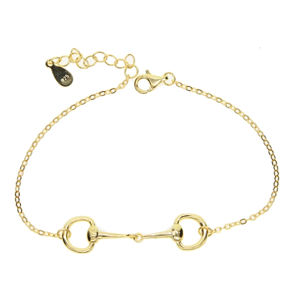 Real 100% 925 Sterling Silver Horse Lover Jewelry Three Color Snaffle Bit Pendant Silver Women Bracelet 2021 New Charm Bracelet