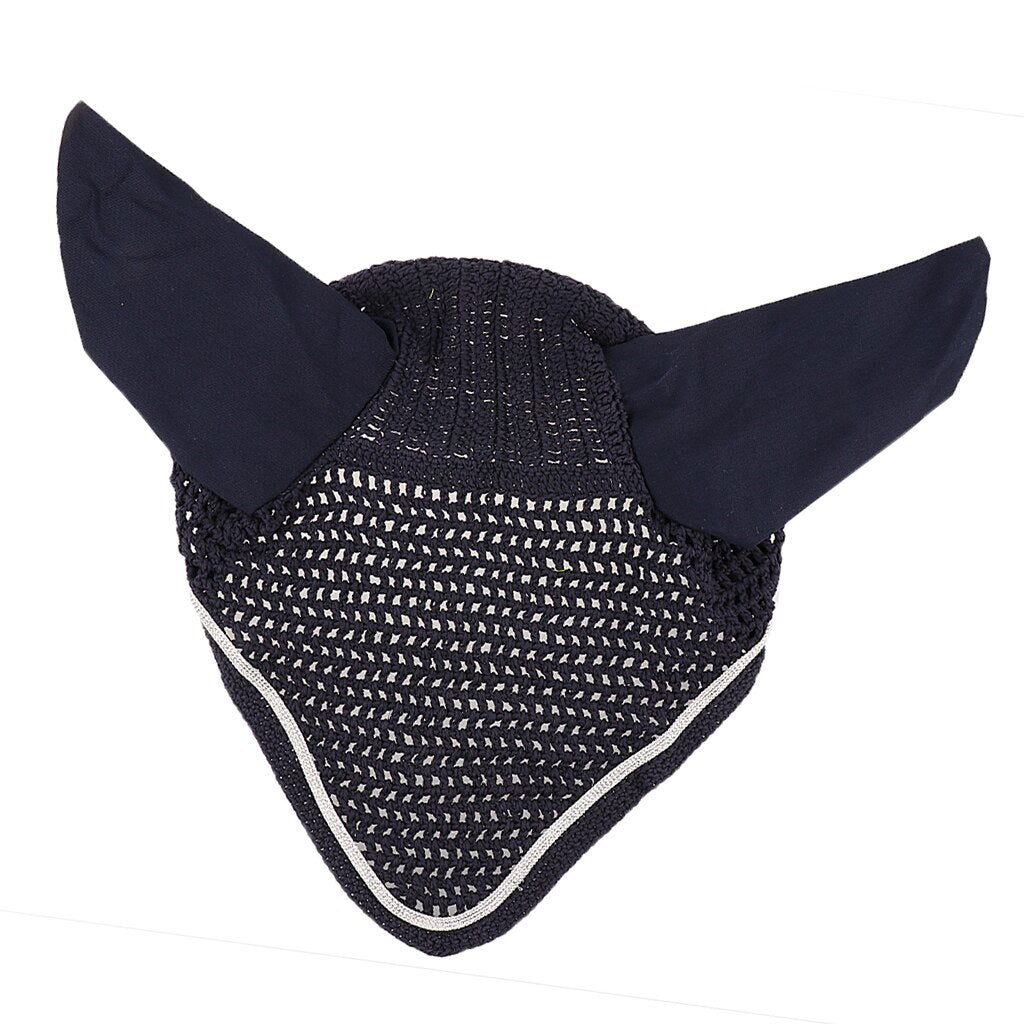 Professional Soft Cotton Hand Crochet Breathable Fly Veil Horse Ear Net With Ears Horse Wear Horse Equipment For Horse