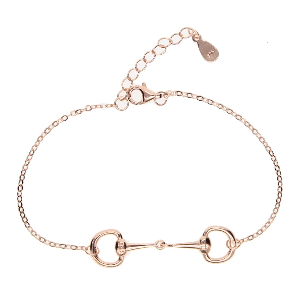 Real 100% 925 Sterling Silver Horse Lover Jewelry Three Color Snaffle Bit Pendant Silver Women Bracelet 2021 New Charm Bracelet
