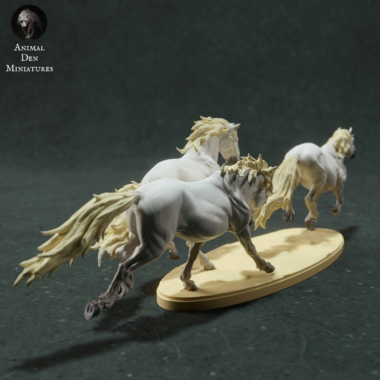 Camargue Horses running - White resin ready to prep / paint LTD EDITION - Pre - Order