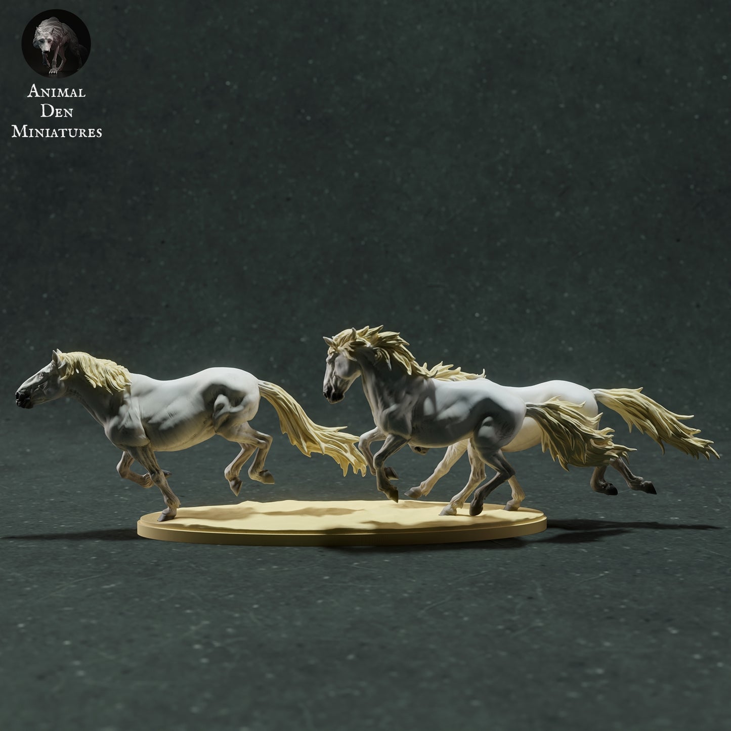 Camargue Horses running - White resin ready to prep / paint LTD EDITION - Pre - Order
