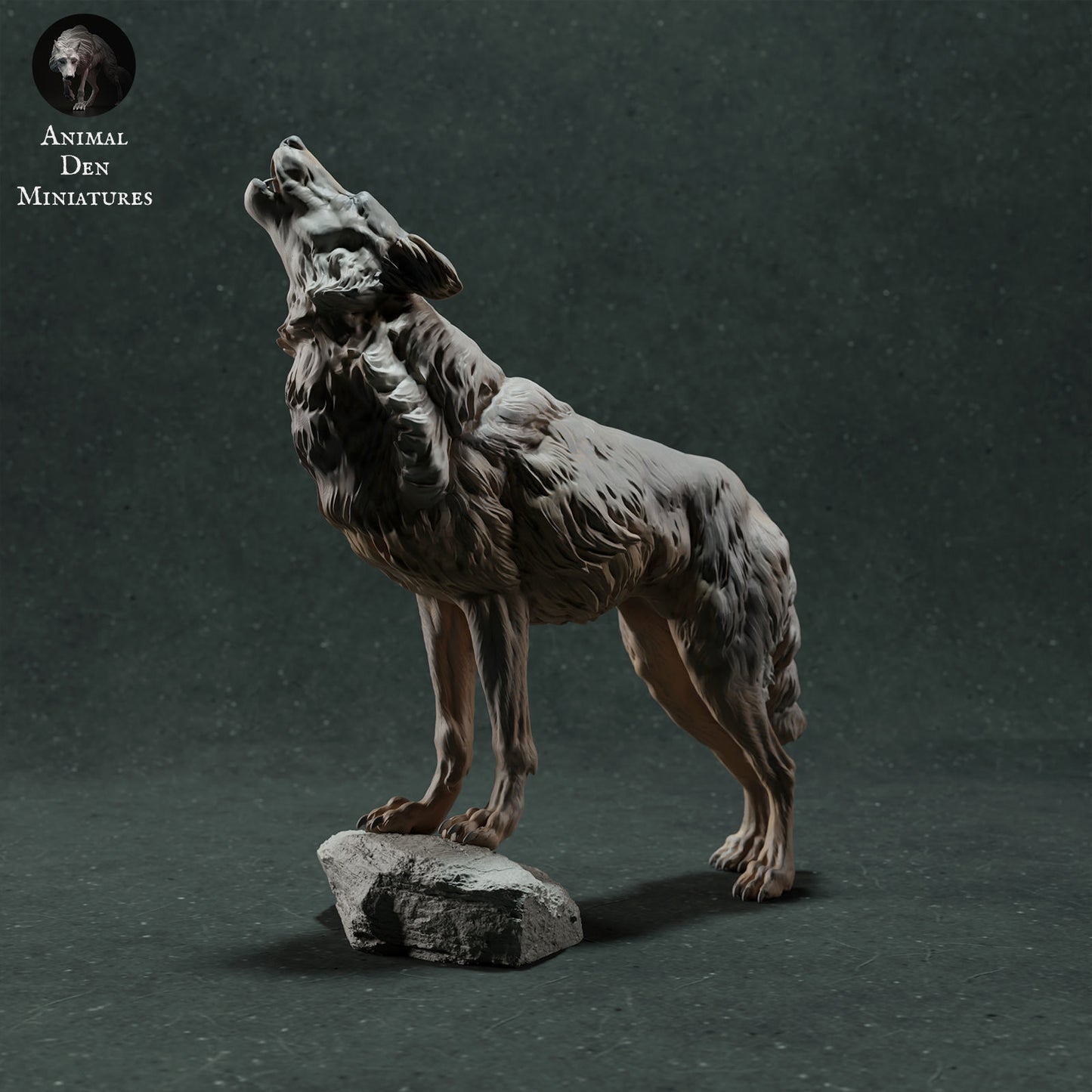 Iberian wolf howling - White ready to paint