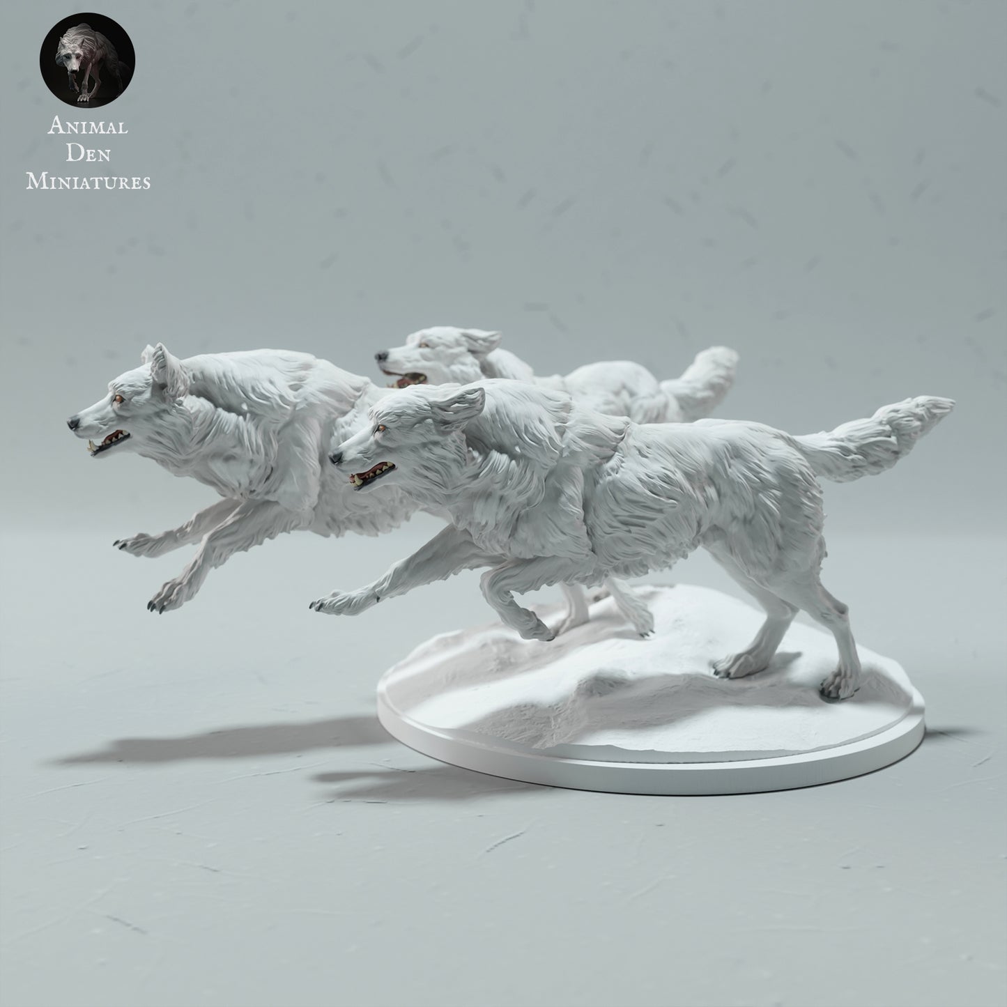Running Arctic wolf trio - White ready to paint
