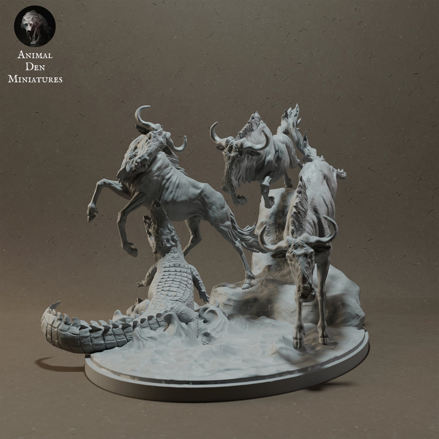 Wildebeest crossing set - white ready to paint