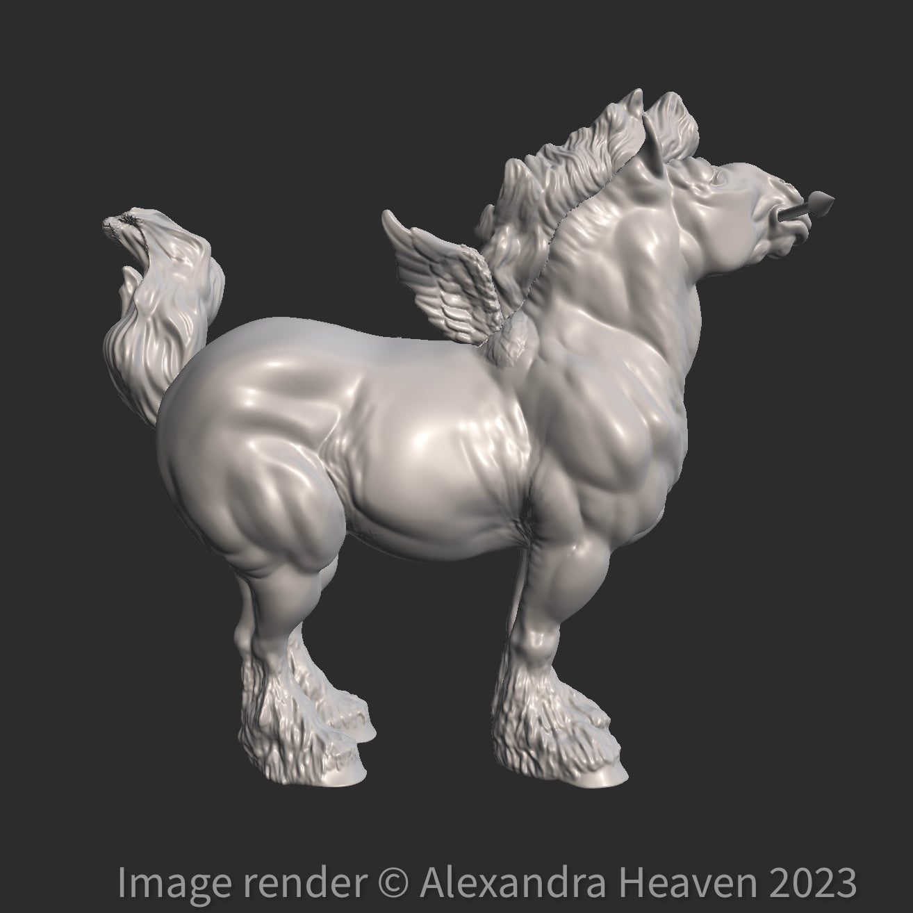 Cupid draft horse with wings and arrow - White resin ready to prep / paint LTD EDITION - Pre - Order