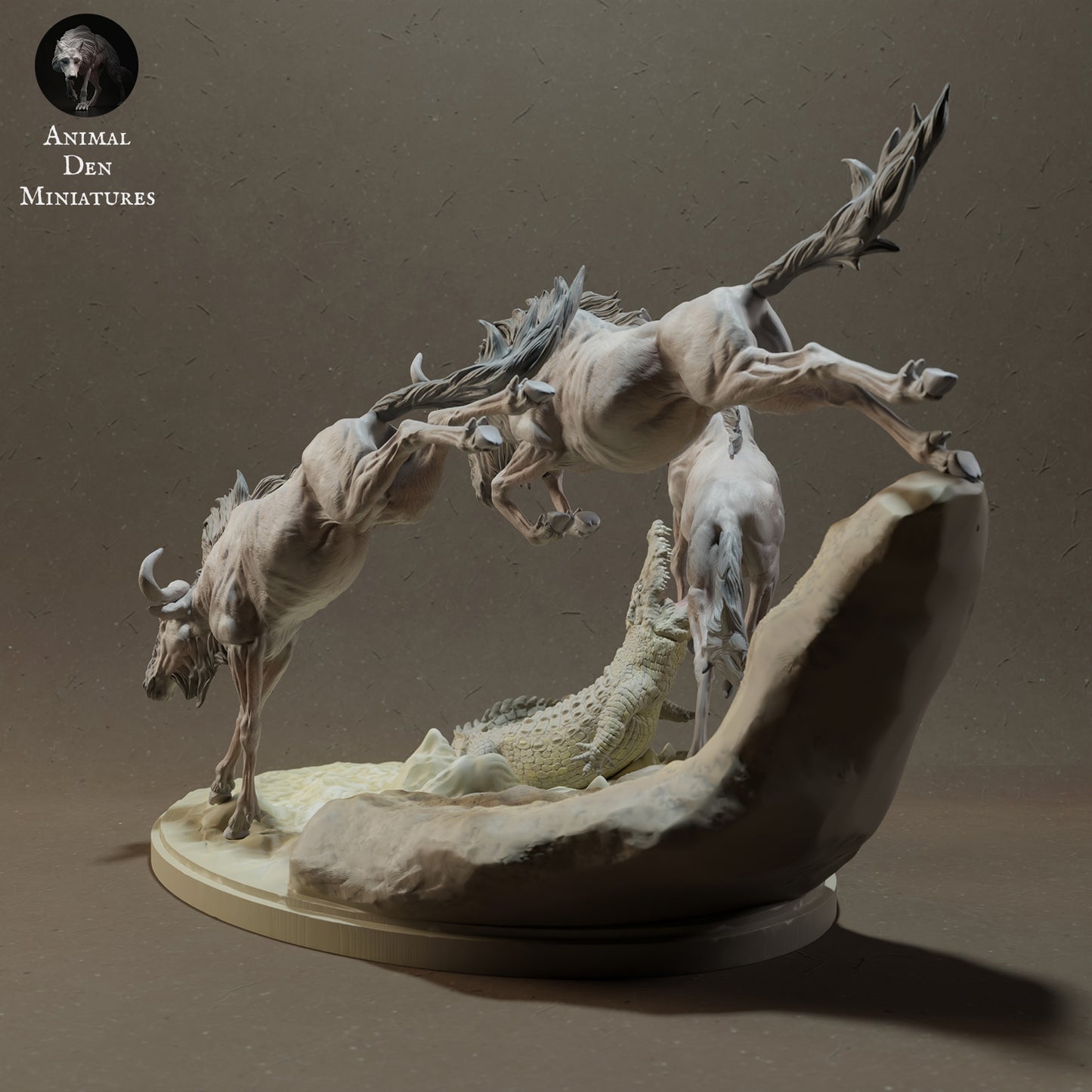 Wildebeest crossing set - white ready to paint