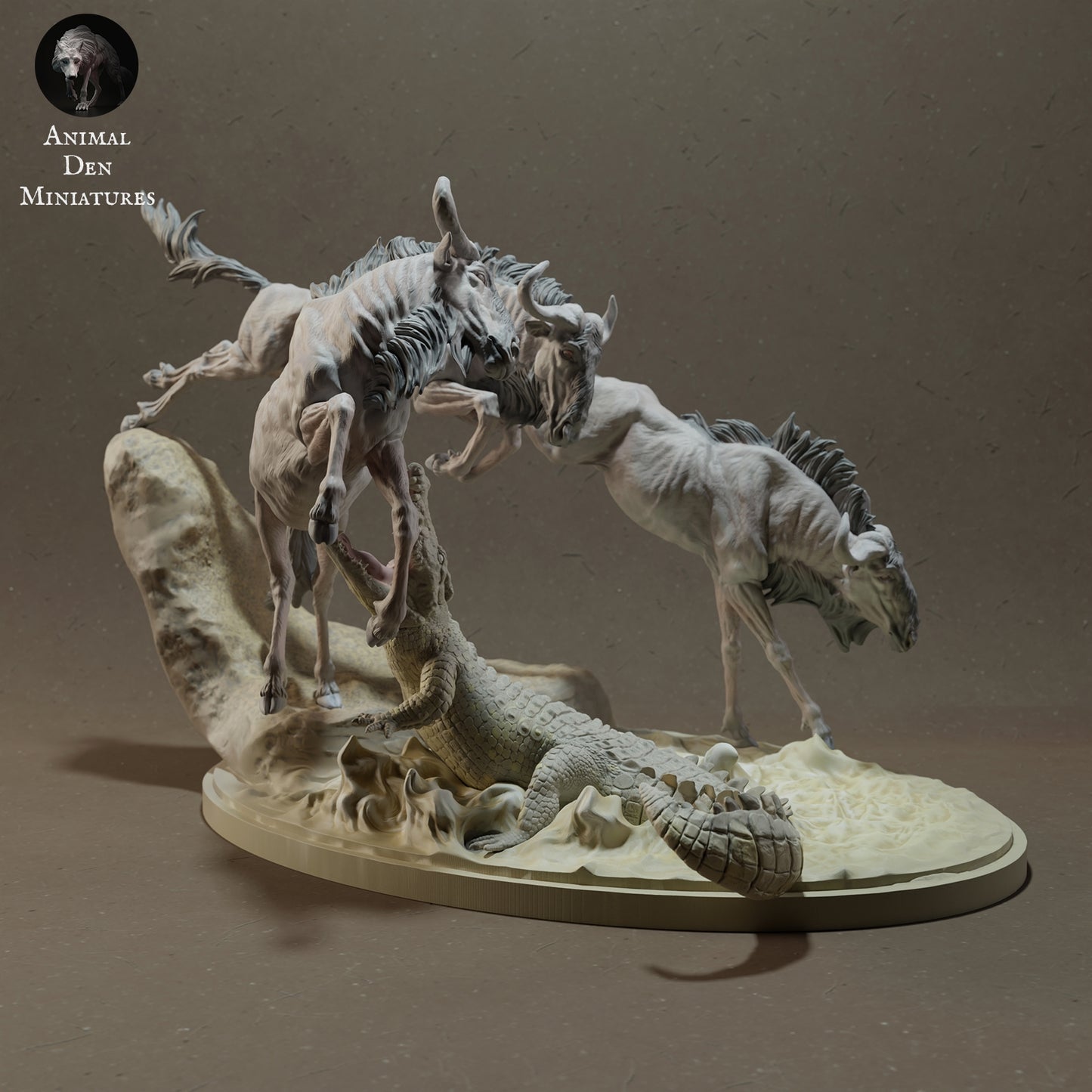 Wildebeest crossing set - white ready to paint
