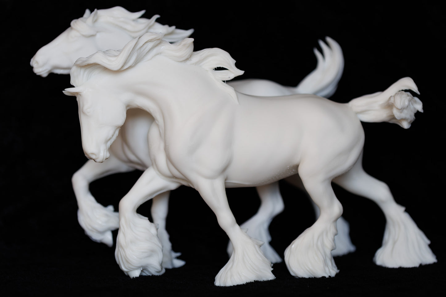 Performance pair of pulling shire mares - White resin ready to prep and paint LTD EDITION