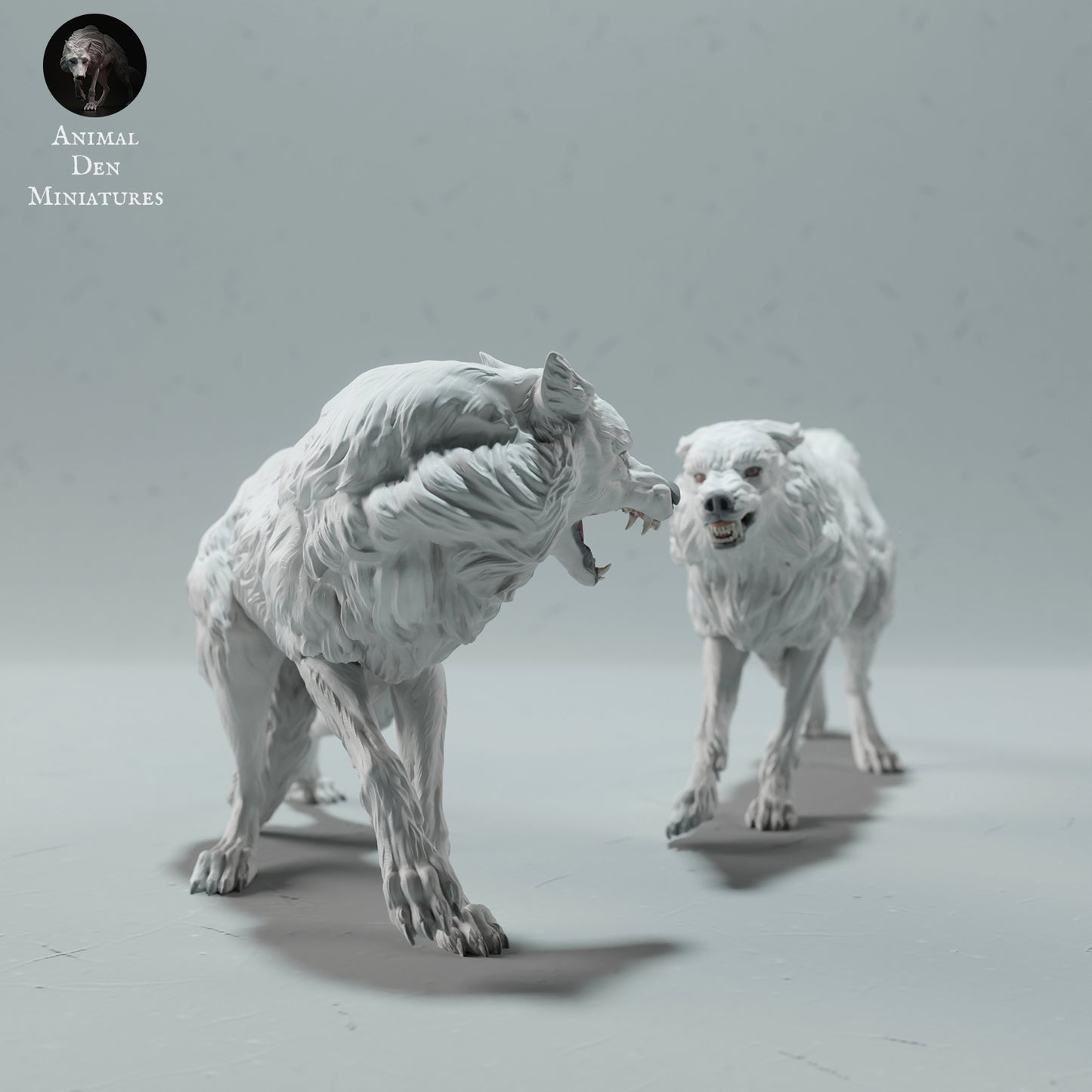 Arctic fighting wolf pair - White ready to paint