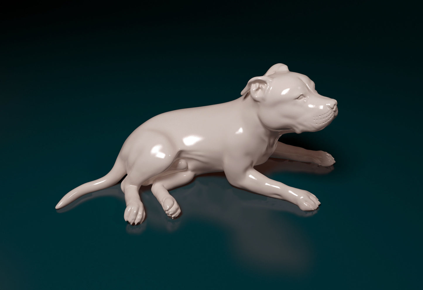 Laying Pitbull - white ready to paint