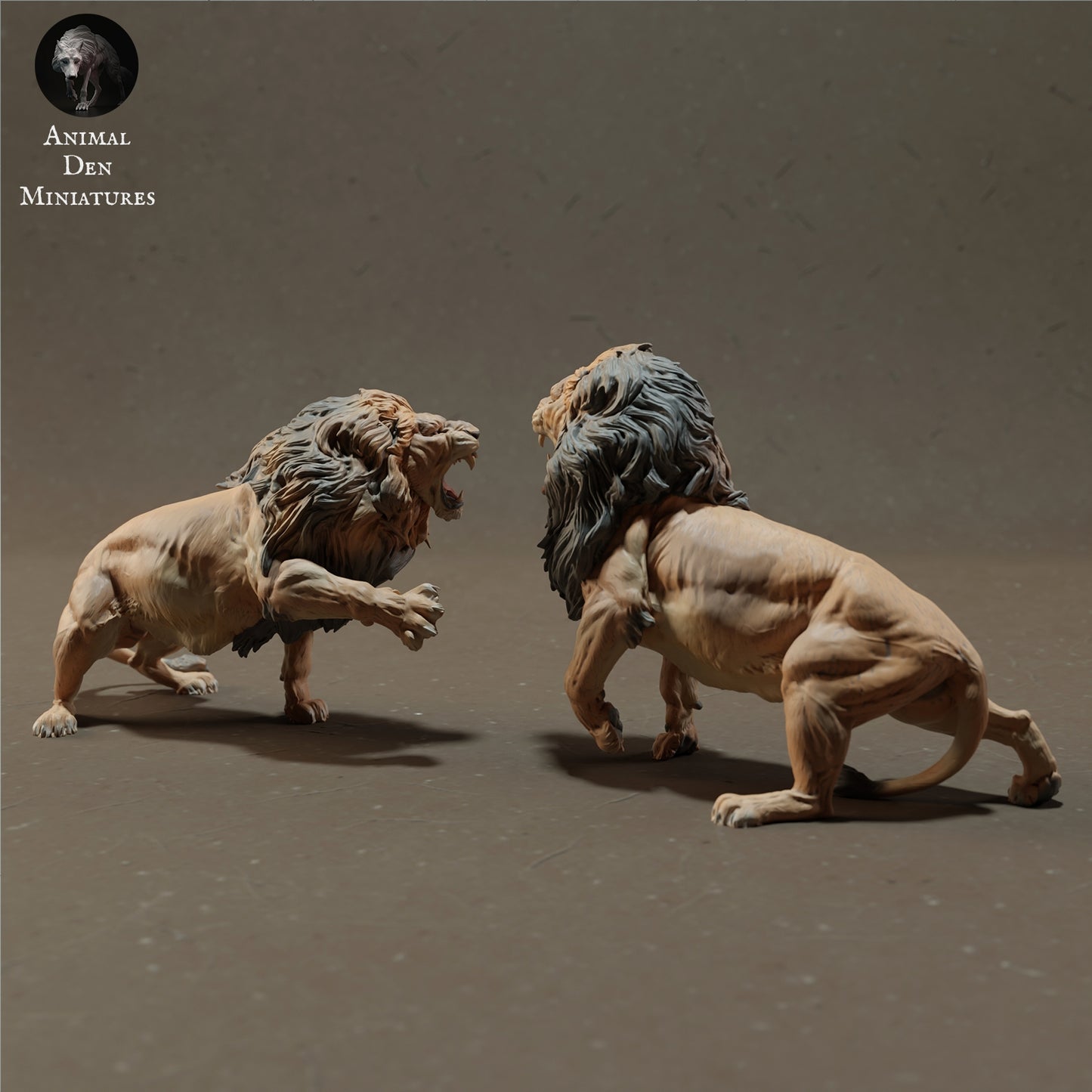 Fighting lion set - white ready to paint