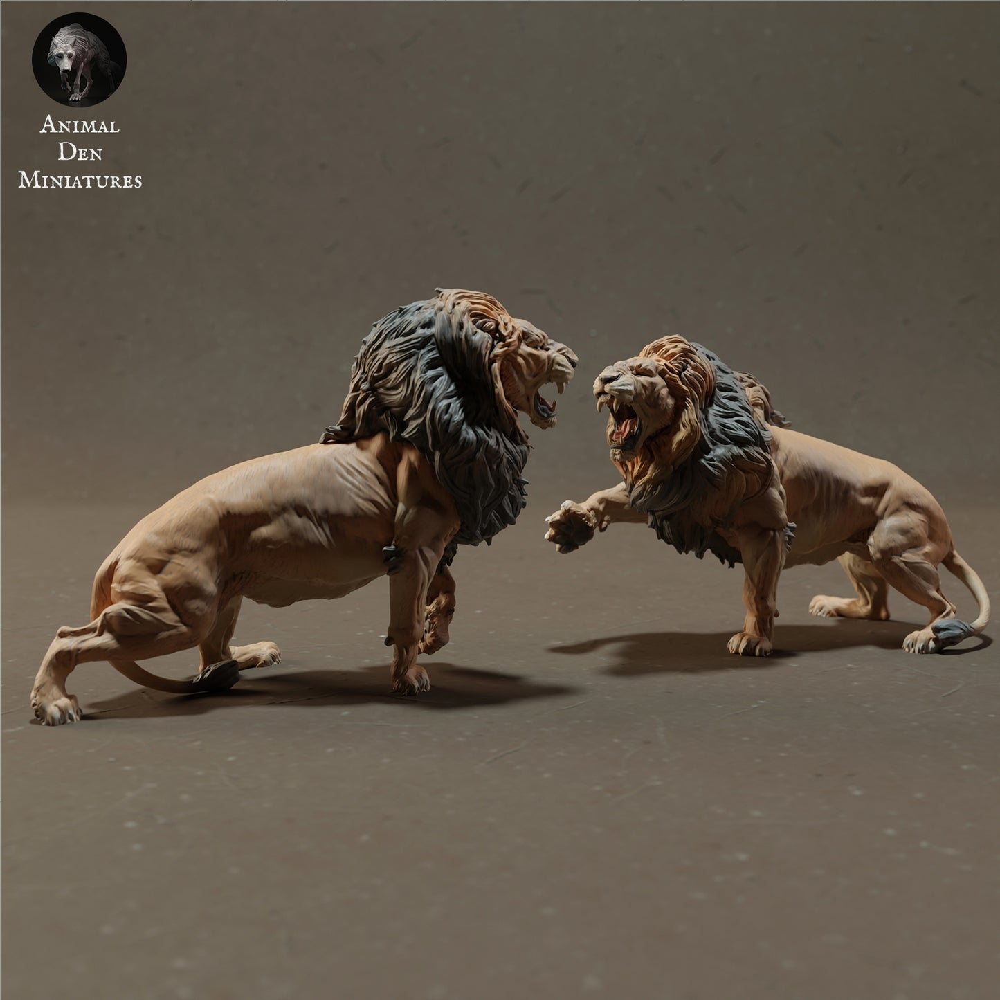 Fighting lion set - white ready to paint