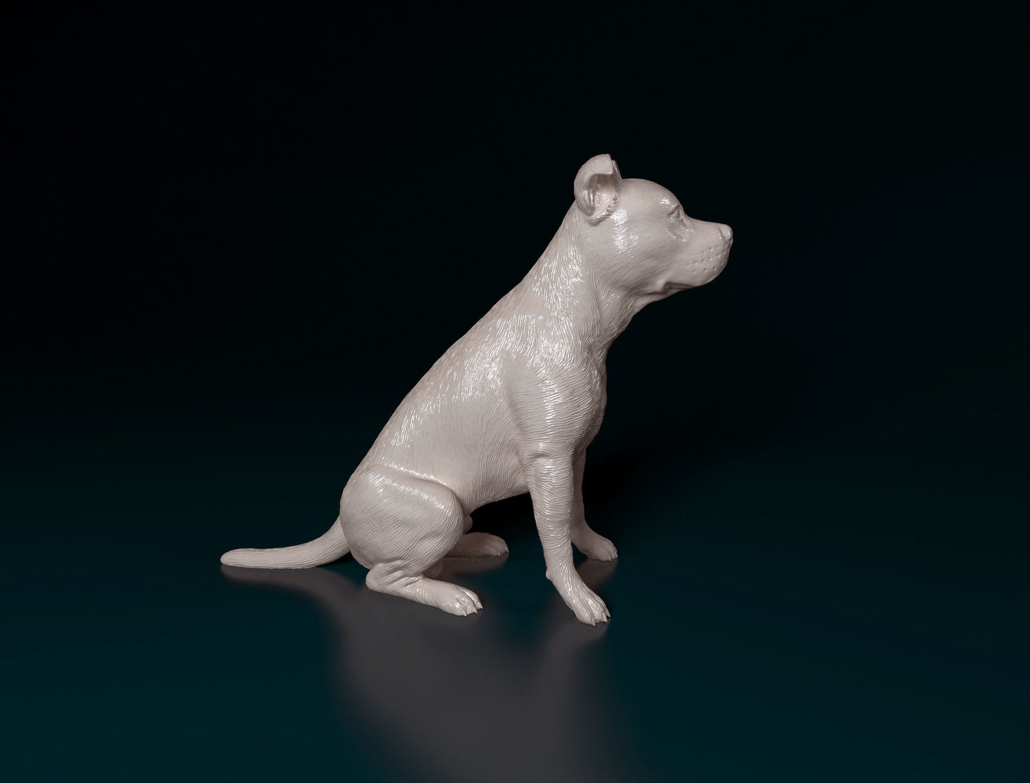Staff terrier sitting - white ready to paint