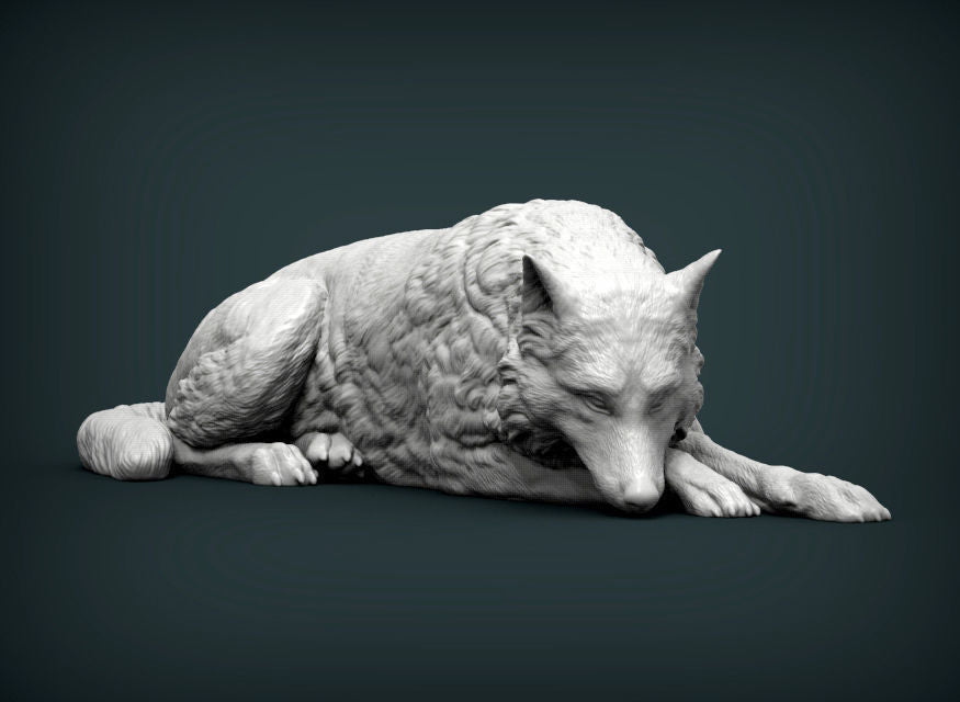 resting wolf - white ready to paint