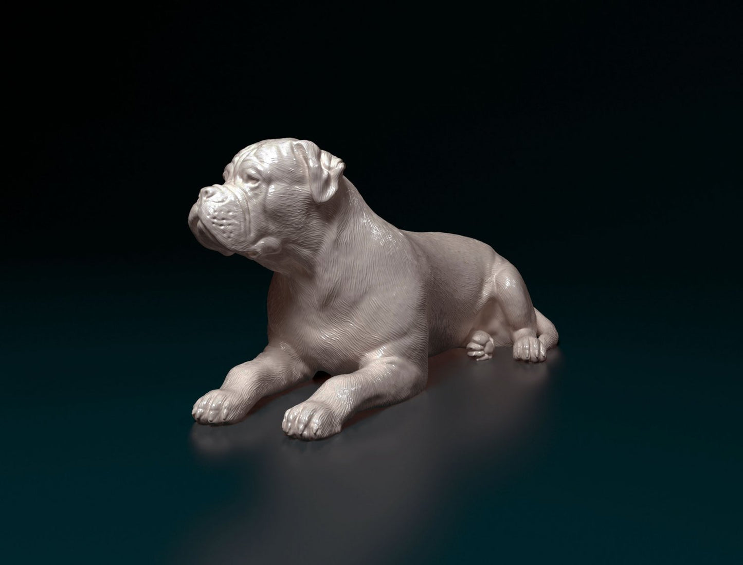 American bulldog laying 2 artist resin - white resin ready to prep / paint ALL SCALES