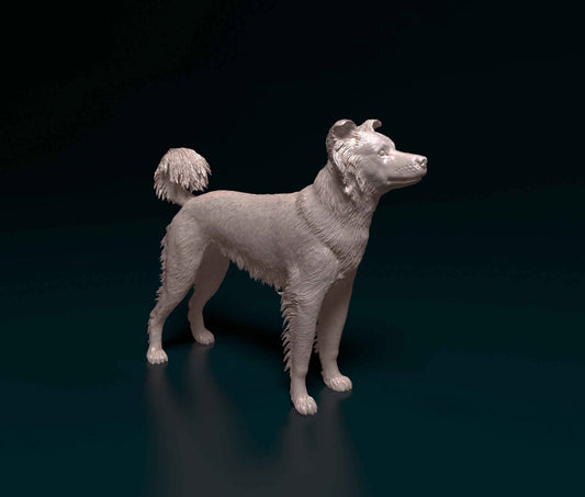 Border collie cross 2 artist resin - white resin ready to prep / paint ALL SCALES
