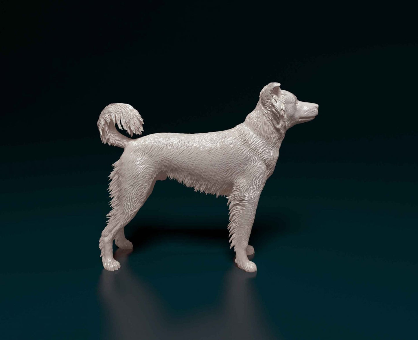 Border collie cross 2 artist resin - white resin ready to prep / paint ALL SCALES