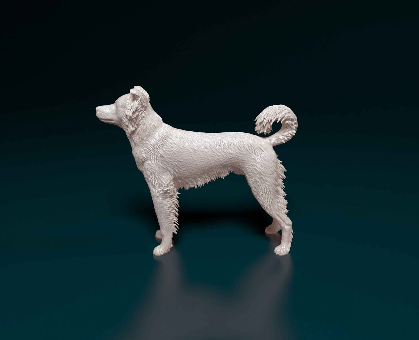 Border collie cross 2 artist resin - white resin ready to prep / paint ALL SCALES