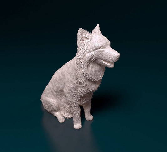 Border collie sitting artist resin - white resin ready to prep / paint ALL SCALES