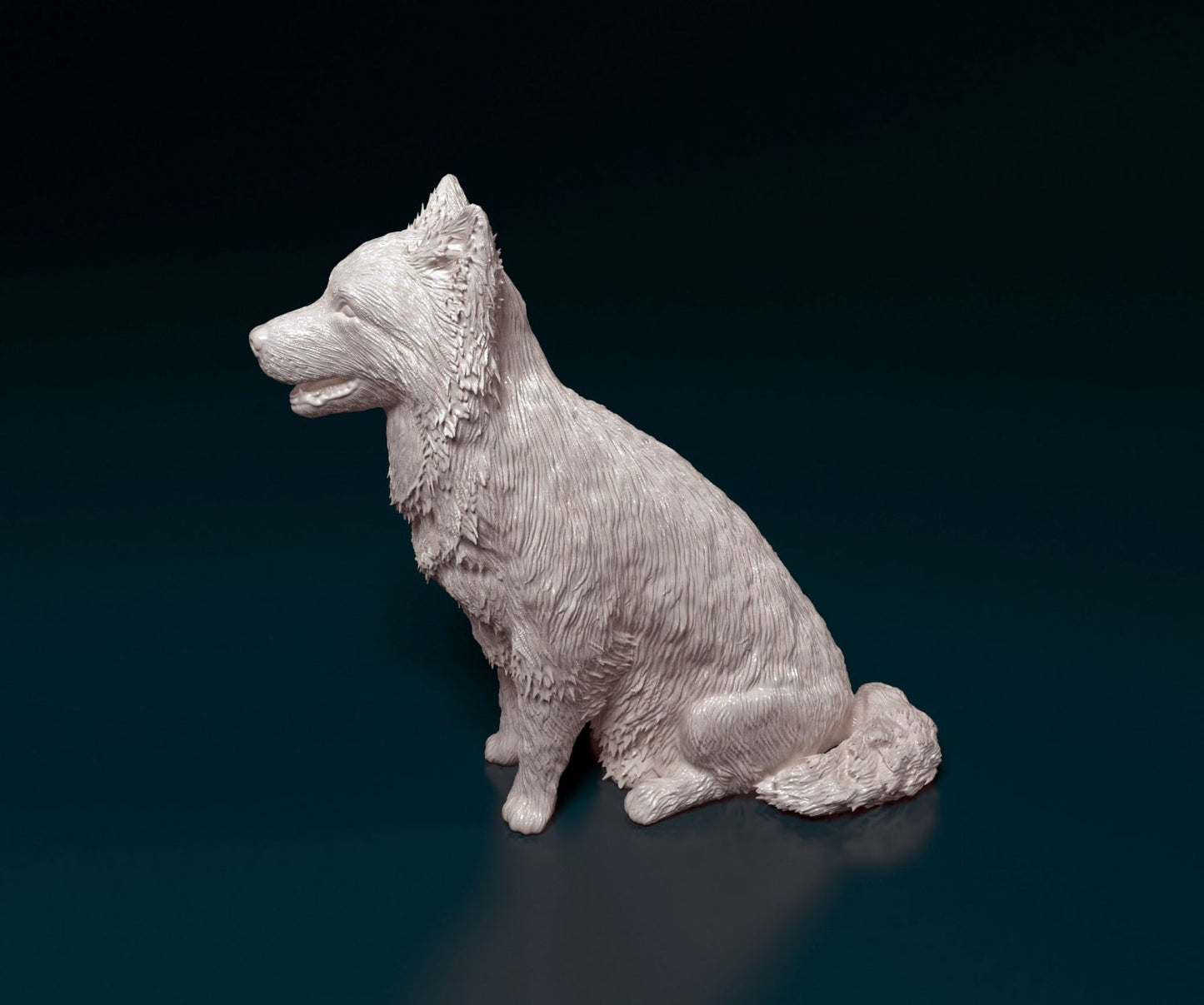 Border collie sitting artist resin - white resin ready to prep / paint ALL SCALES