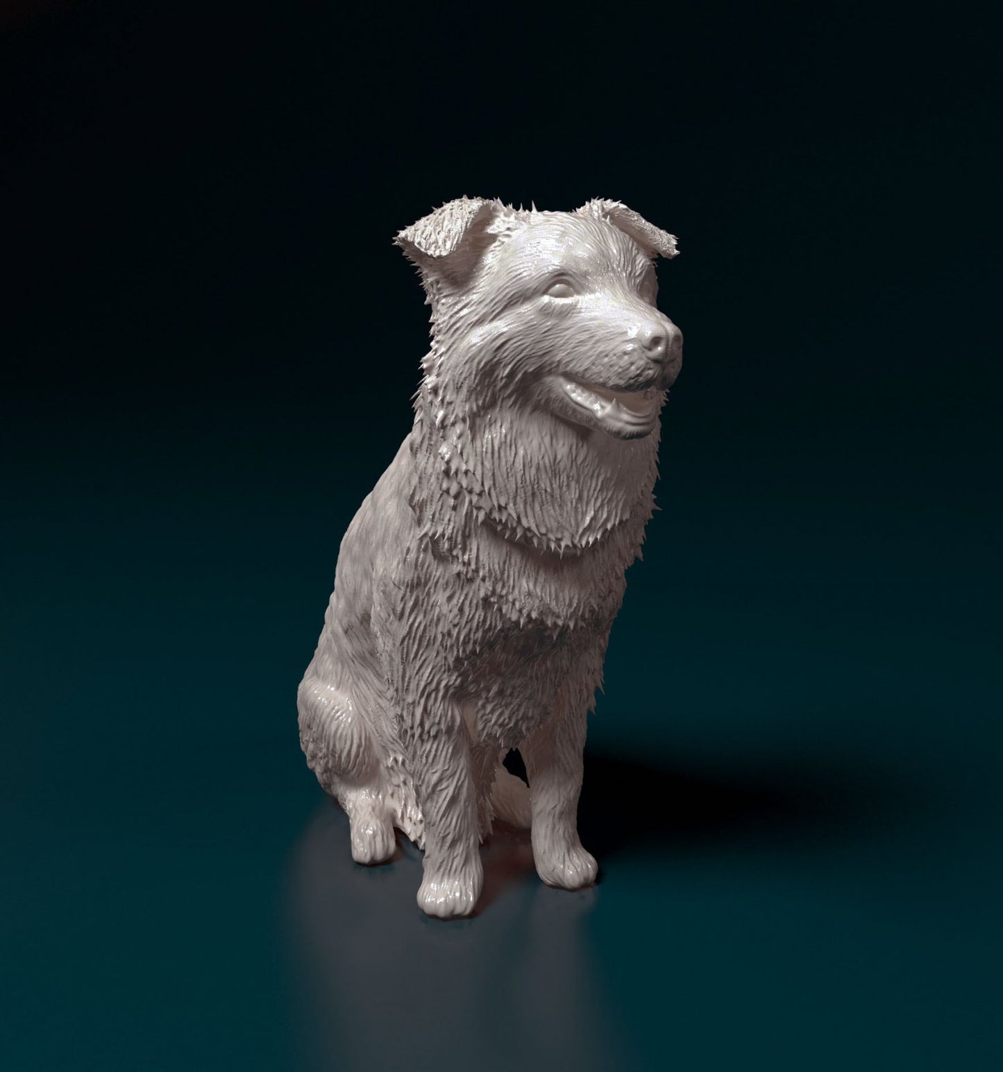 Border collie sitting artist resin - white resin ready to prep / paint ALL SCALES