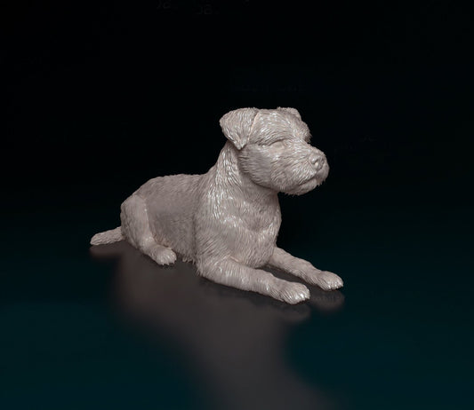 Border terrier laying artist resin - white resin ready to prep / paint ALL SCALES
