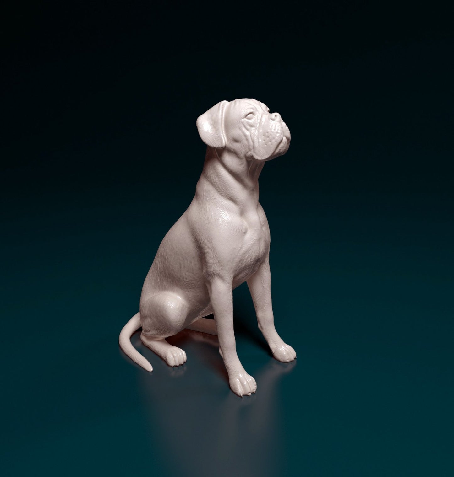 Boxer sitting artist resin - white resin ready to prep / paint ALL SCALES