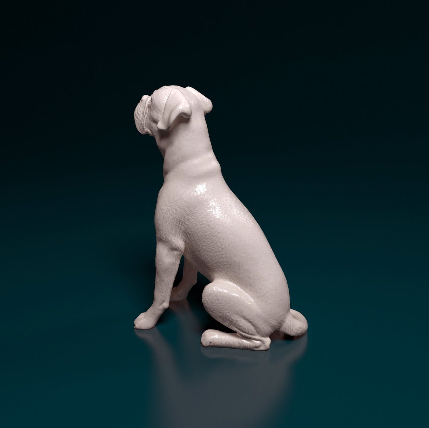 Boxer sitting artist resin - white resin ready to prep / paint ALL SCALES