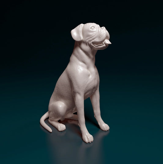 Boxer sitting artist resin - white resin ready to prep / paint ALL SCALES