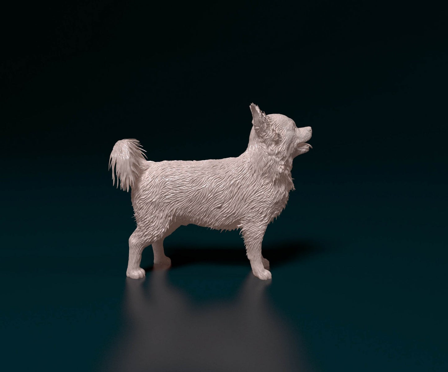 Chihuahua longhaired 6 artist resin - white resin ready to prep / paint ALL SCALES