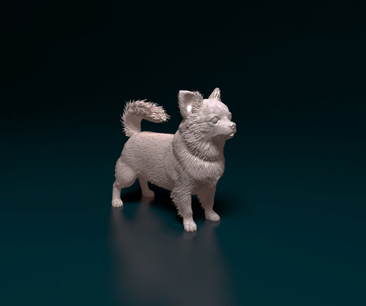 Chihuahua longhaired 3 artist resin - white resin ready to prep / paint ALL SCALES