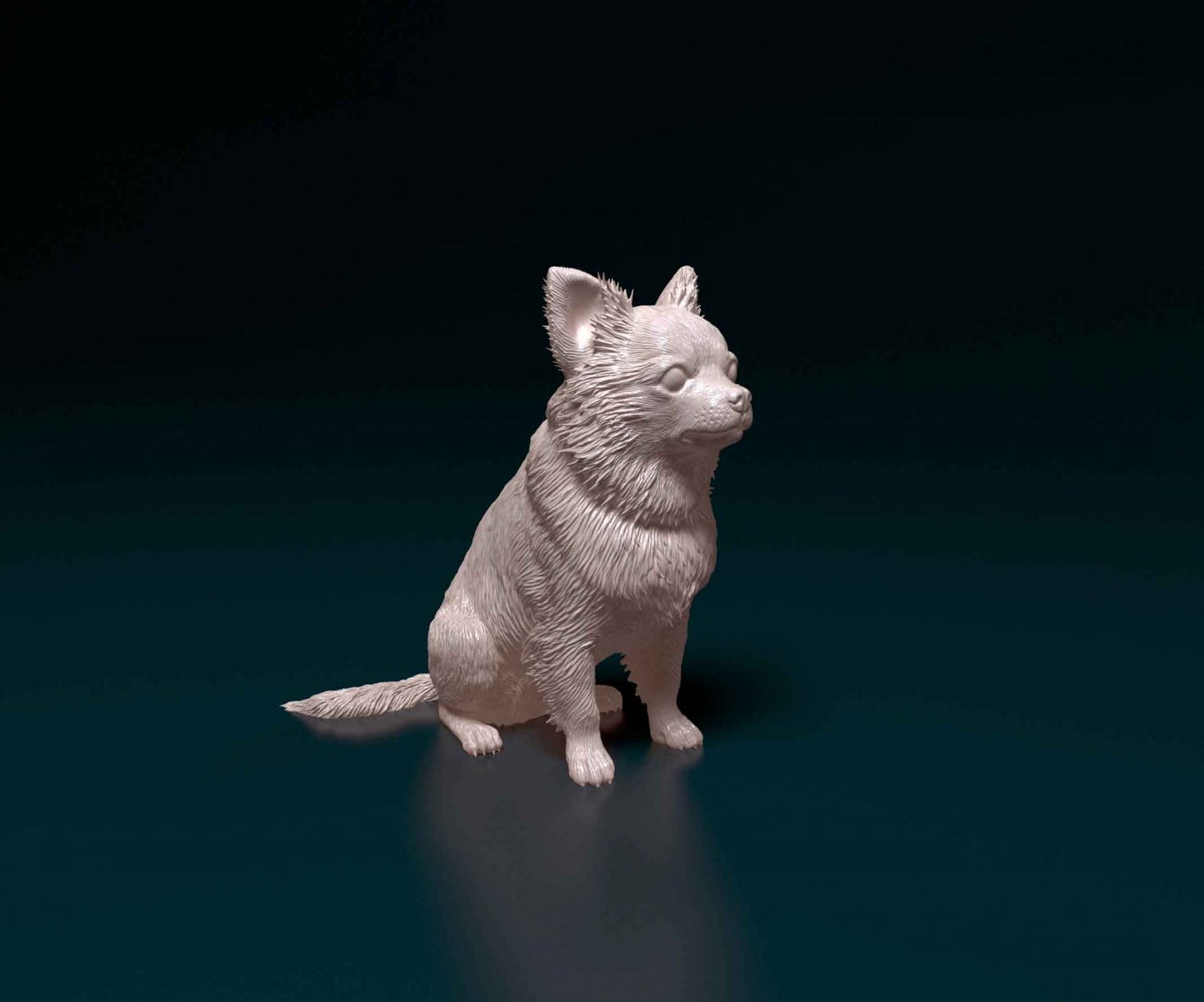 Chihuahua longhaired artist resin - white resin ready to prep / paint ALL SCALES