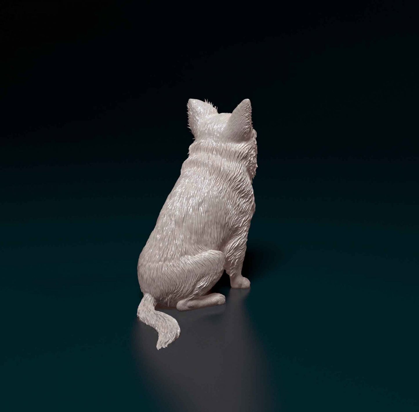 Chihuahua longhaired artist resin - white resin ready to prep / paint ALL SCALES