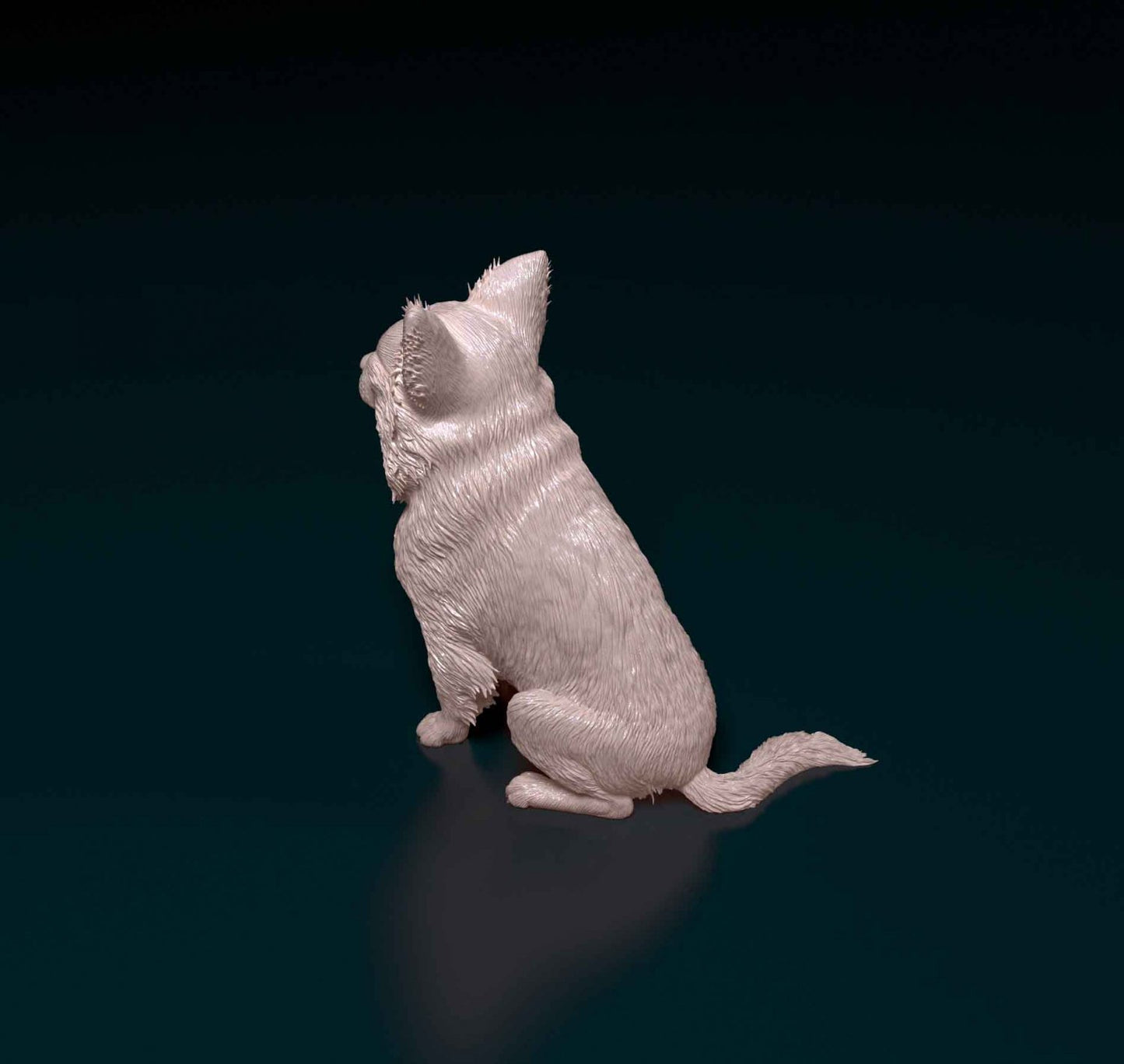 Chihuahua longhaired artist resin - white resin ready to prep / paint ALL SCALES