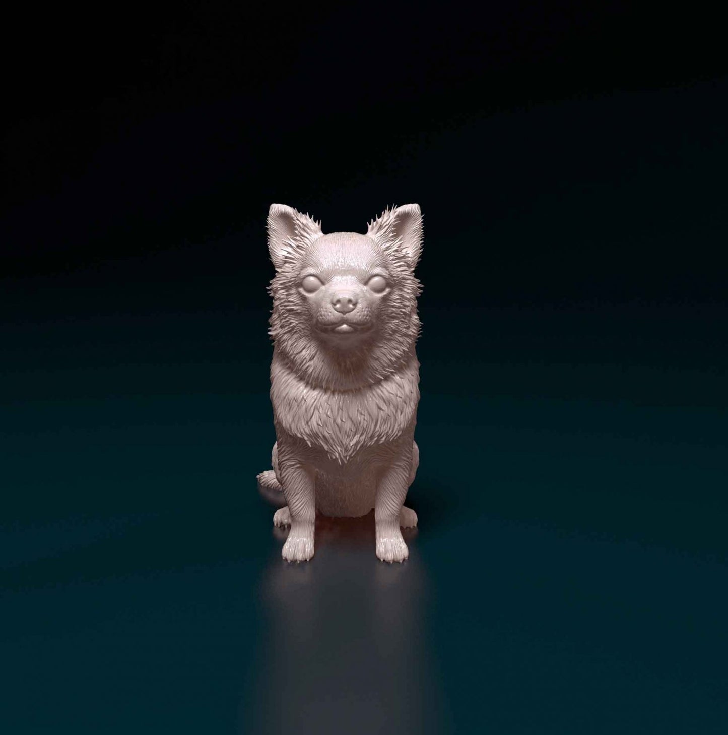 Chihuahua longhaired artist resin - white resin ready to prep / paint ALL SCALES