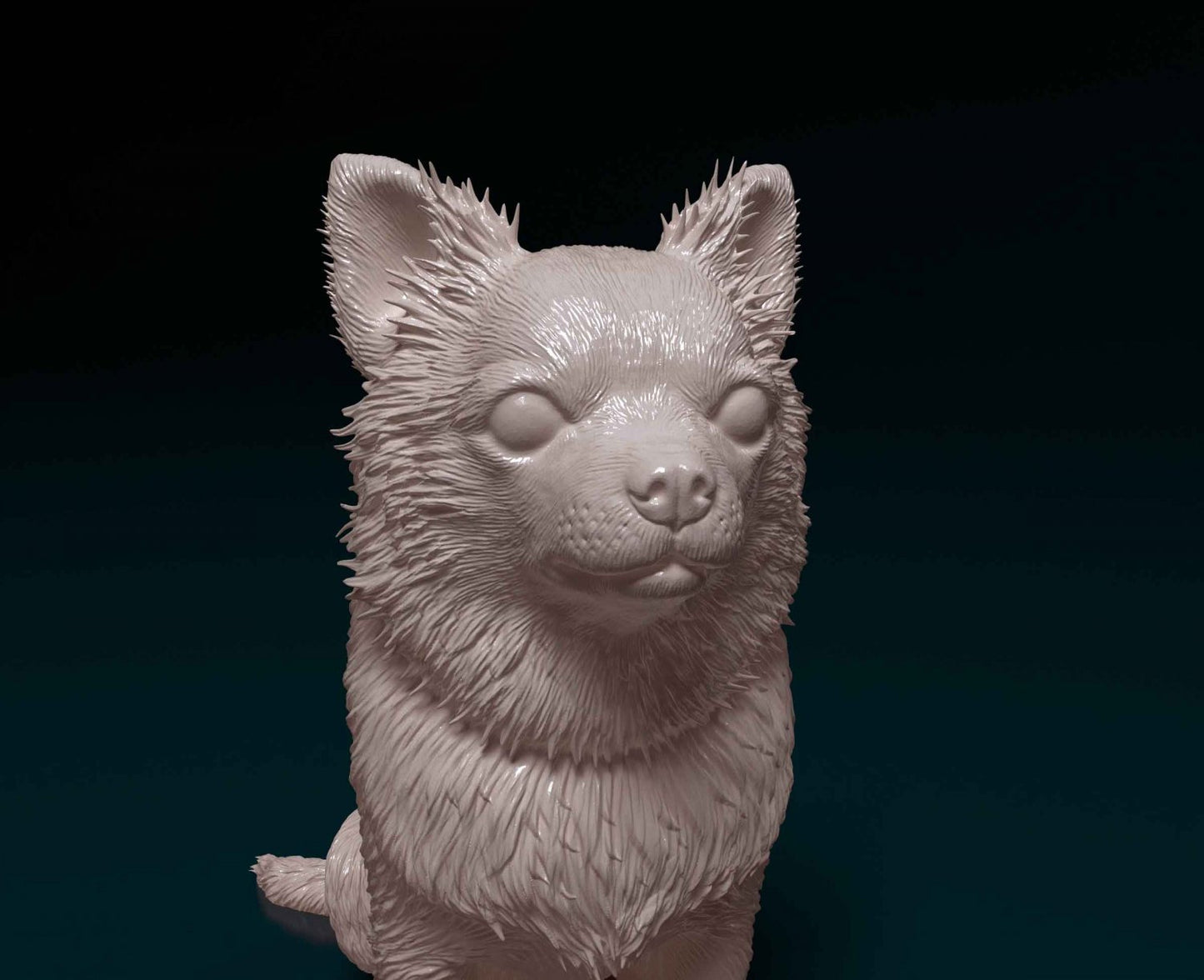 Chihuahua longhaired artist resin - white resin ready to prep / paint ALL SCALES