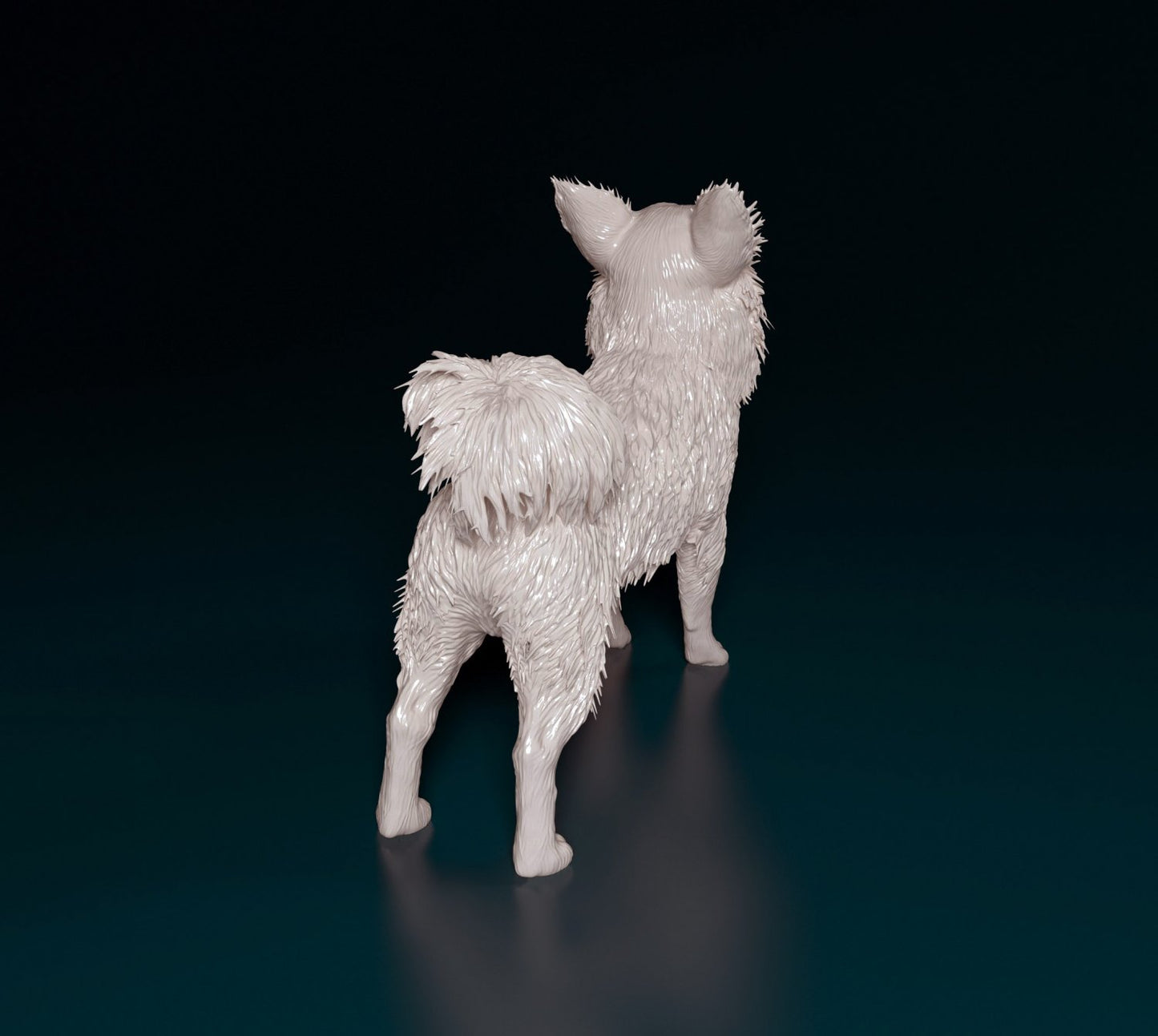 Chihuahua longhaired 2 artist resin - white resin ready to prep / paint ALL SCALES