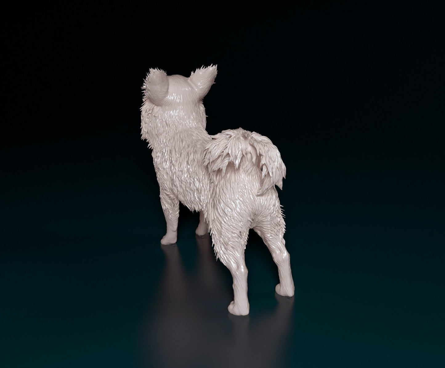 Chihuahua longhaired 2 artist resin - white resin ready to prep / paint ALL SCALES