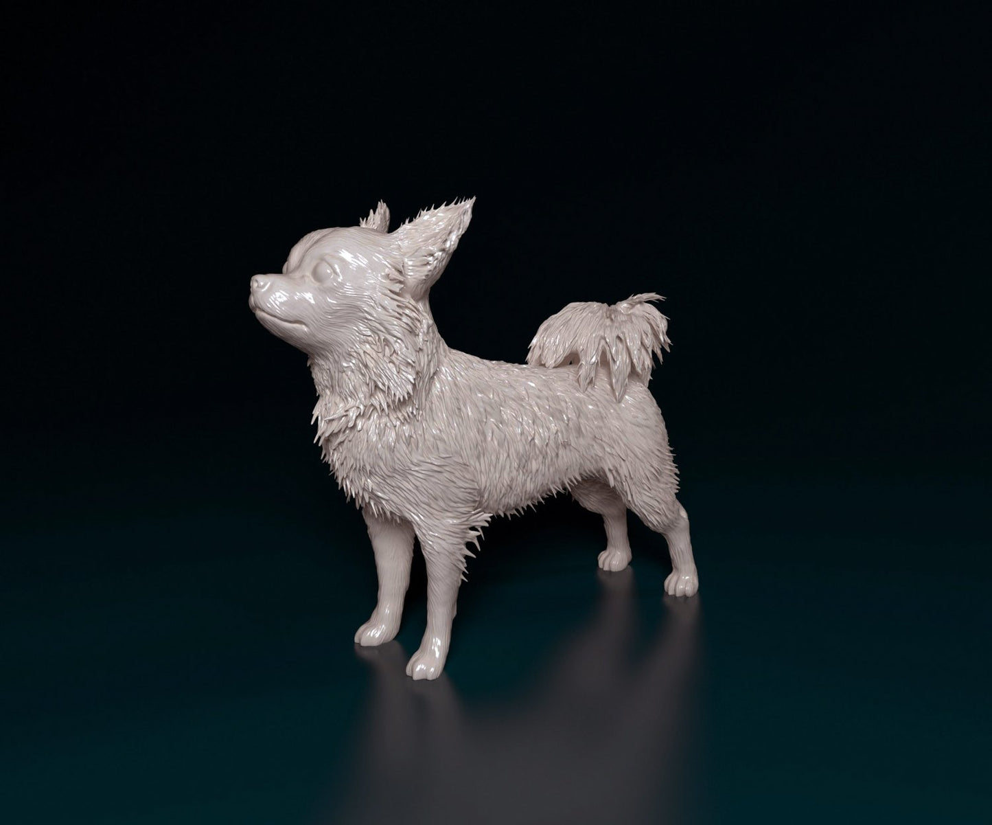 Chihuahua longhaired 2 artist resin - white resin ready to prep / paint ALL SCALES